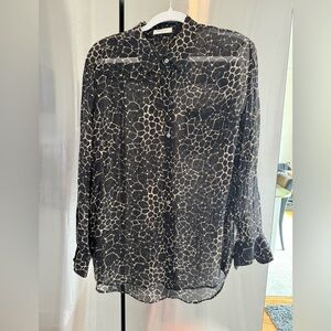 Equipment Animal Print Sheer Silk Top